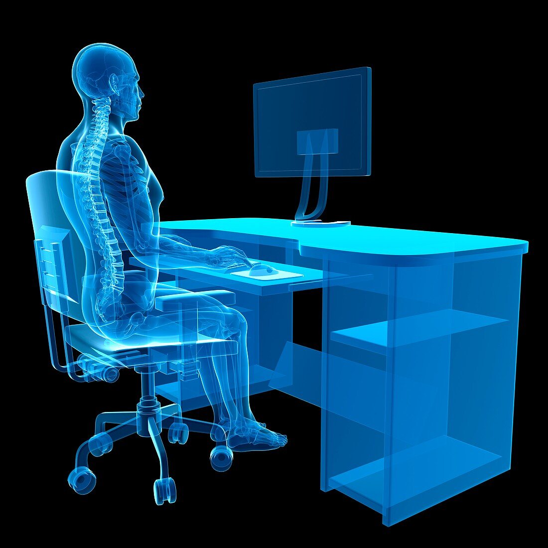 Person sitting with correct posture