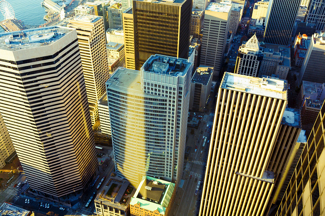 Aerial view of skyscrapers