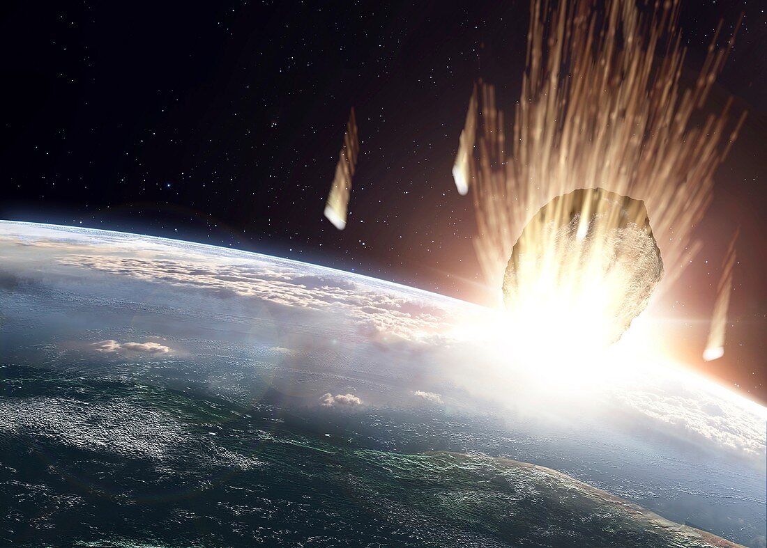 Asteroid above Earth,artwork