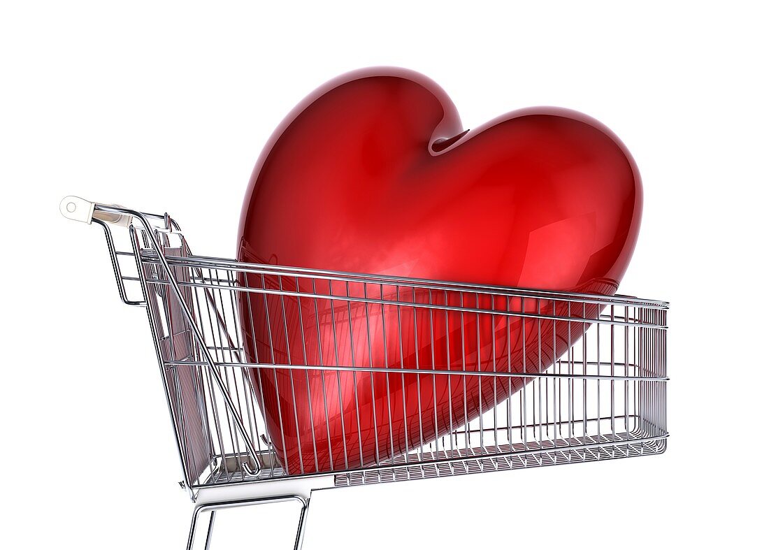 Heart inside a shopping trolley,artwork