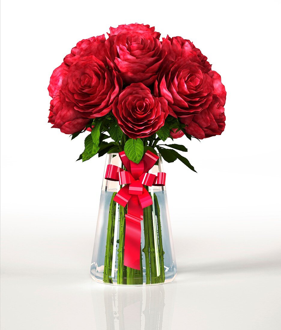 Red roses in a vase,artwork