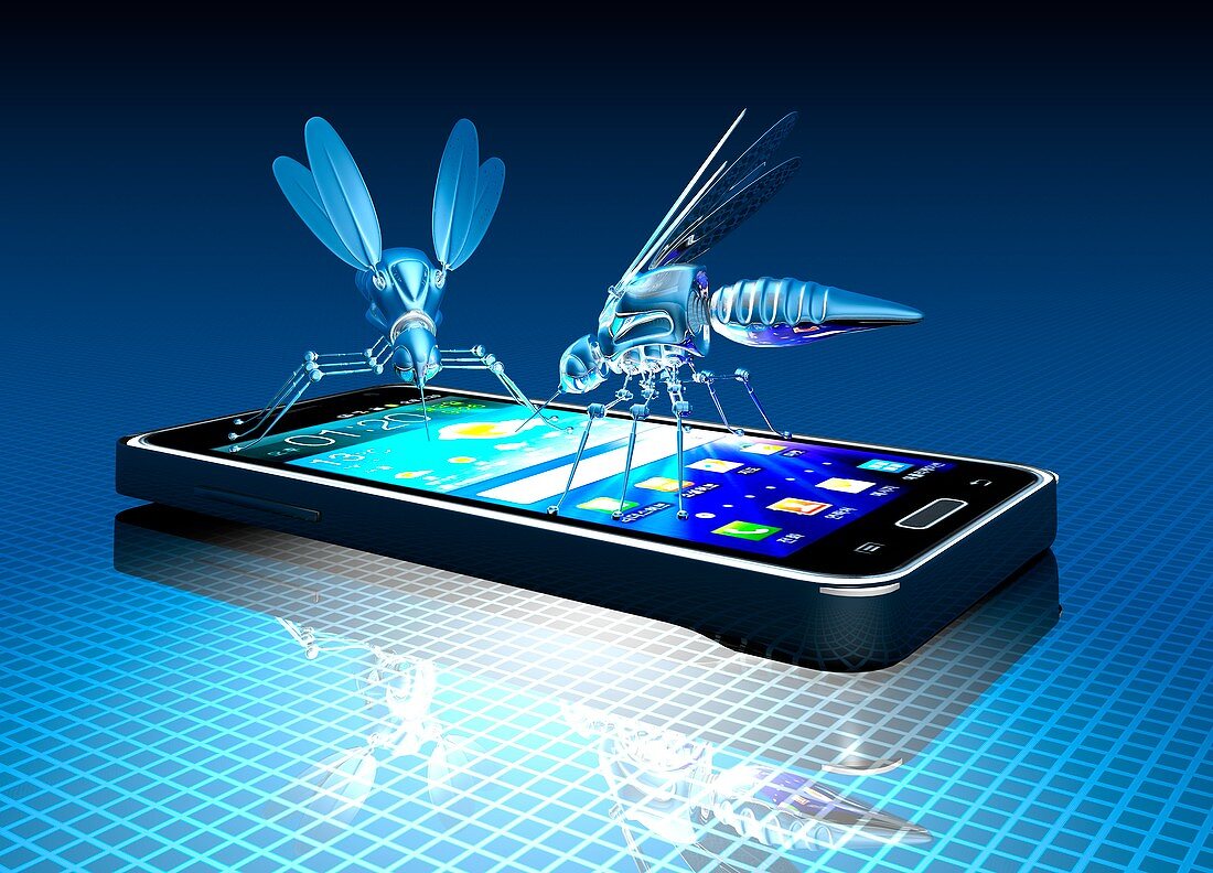 Smartphone with nano bugs,artwork