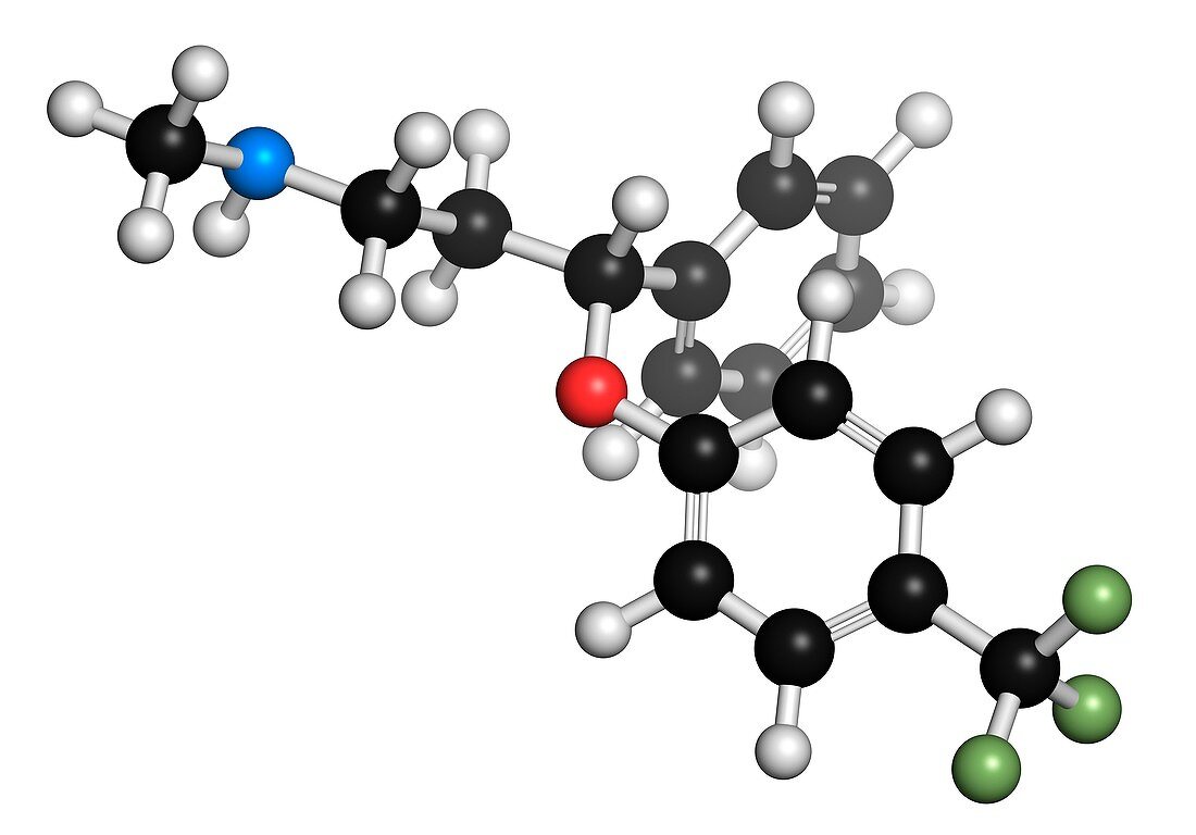 Fluoxetine antidepressant drug molecule