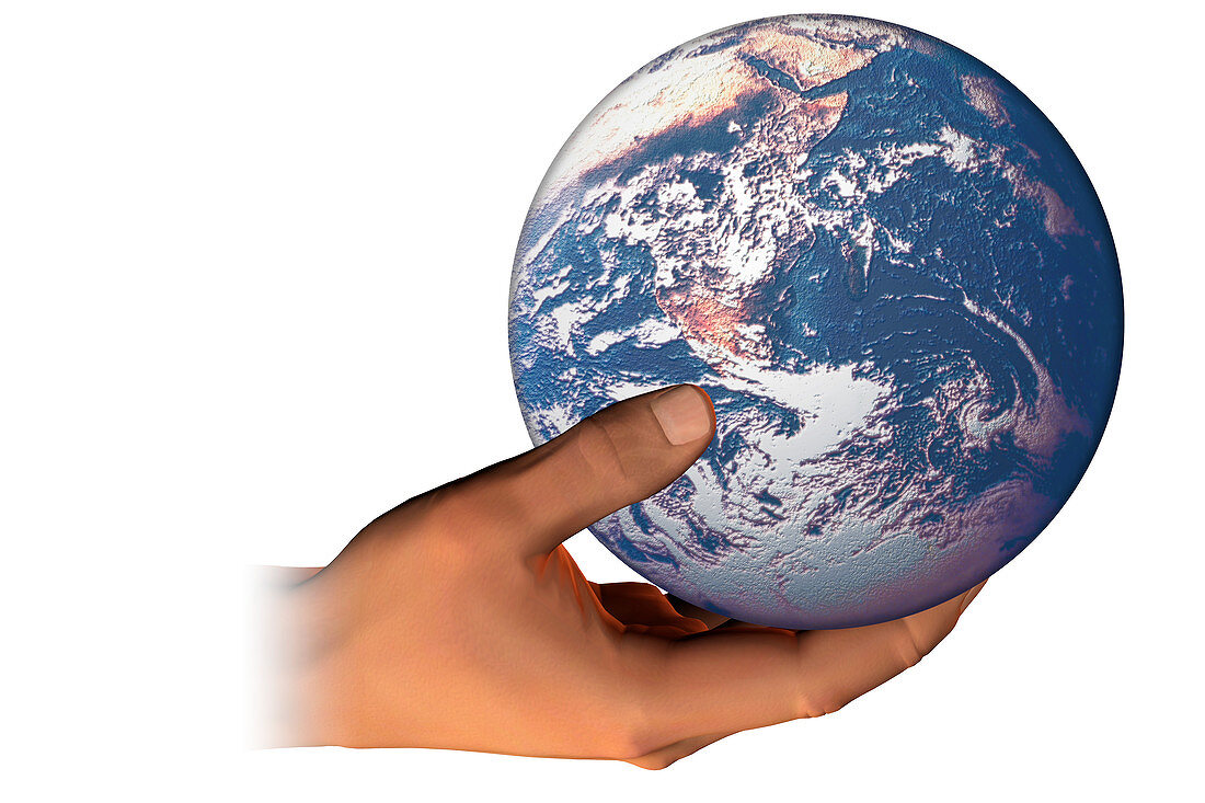 Hand holding the Earth,illustration