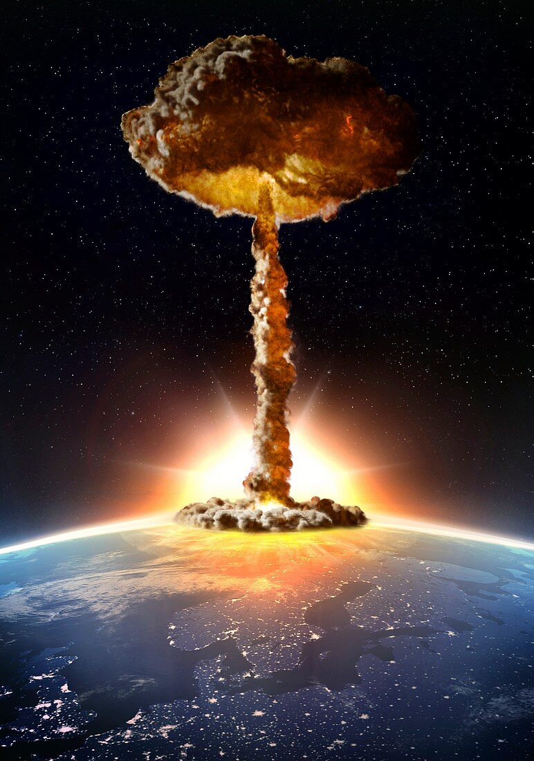 Nuclear bomb explosion,illustration