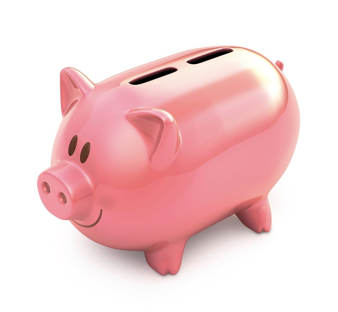 Piggy bank with two slots,illustration
