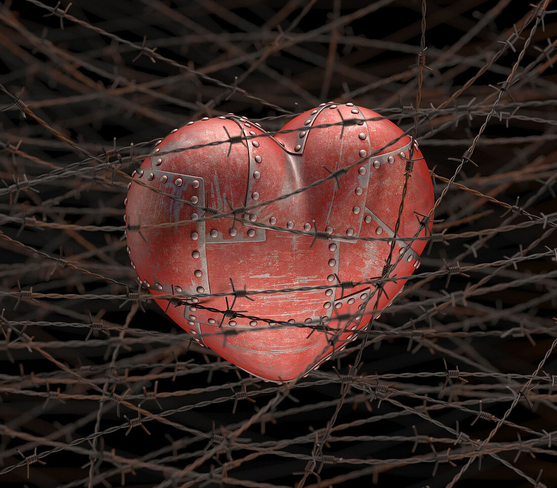 Heart with barbed wire,illustration