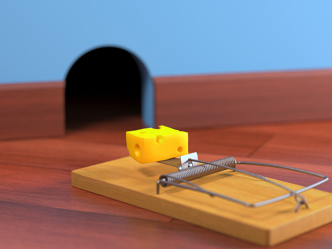 Mouse trap on the floor,illustration
