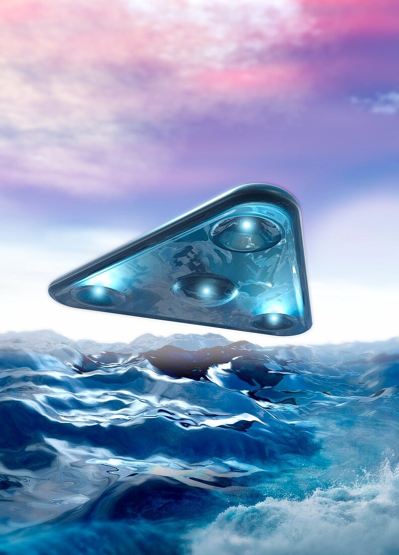 Ufo over the sea,illustration