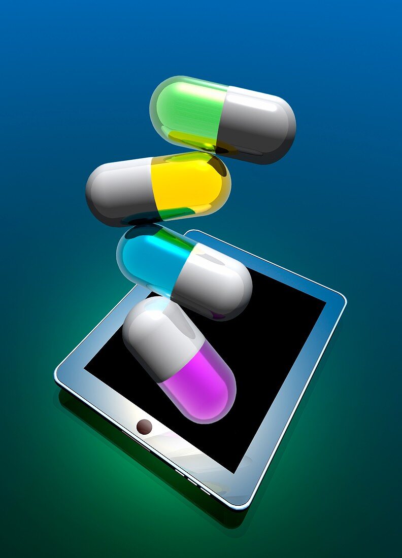 Capsules and digital tablet,illustration