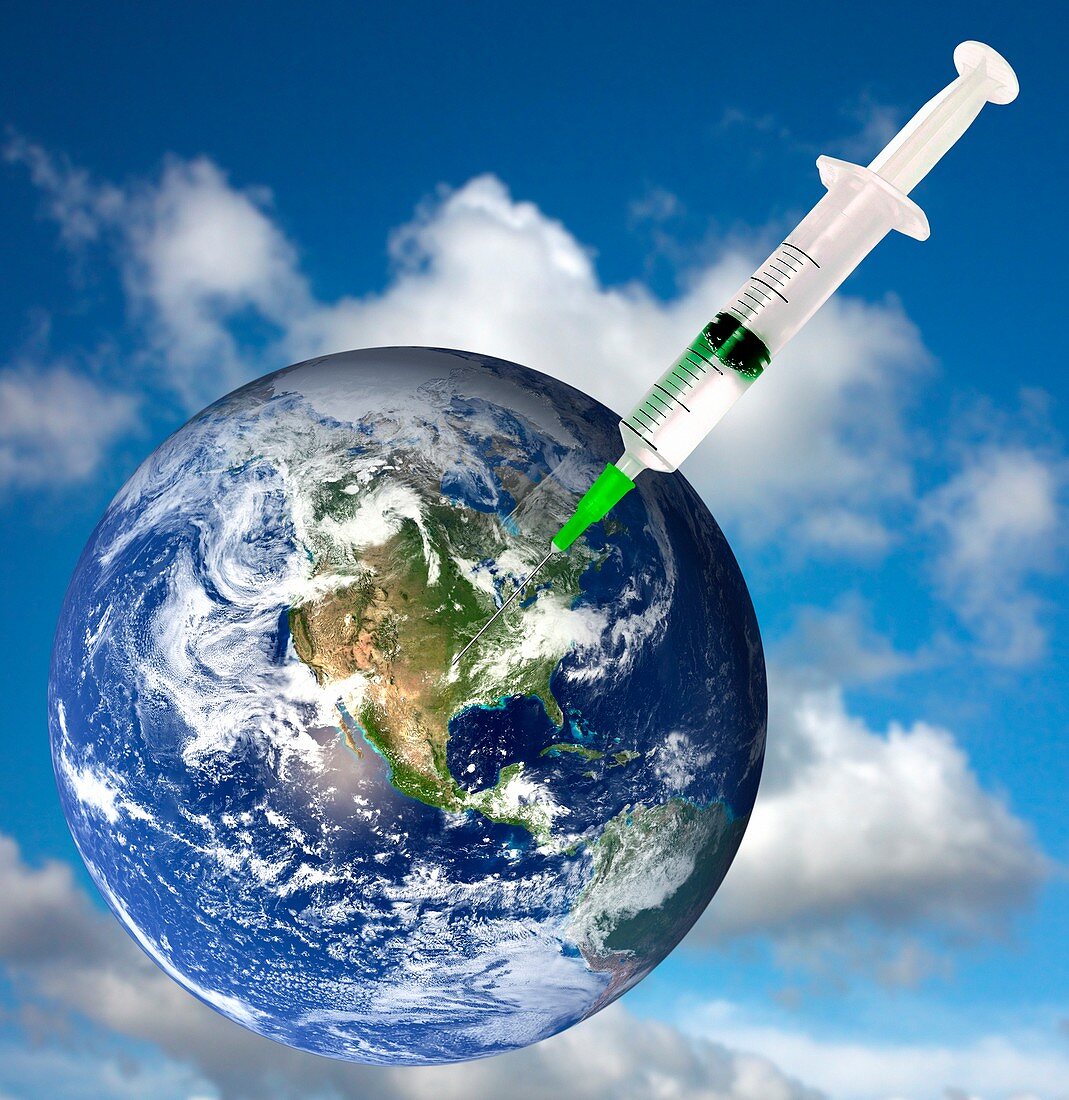 Planet earth and a syringe