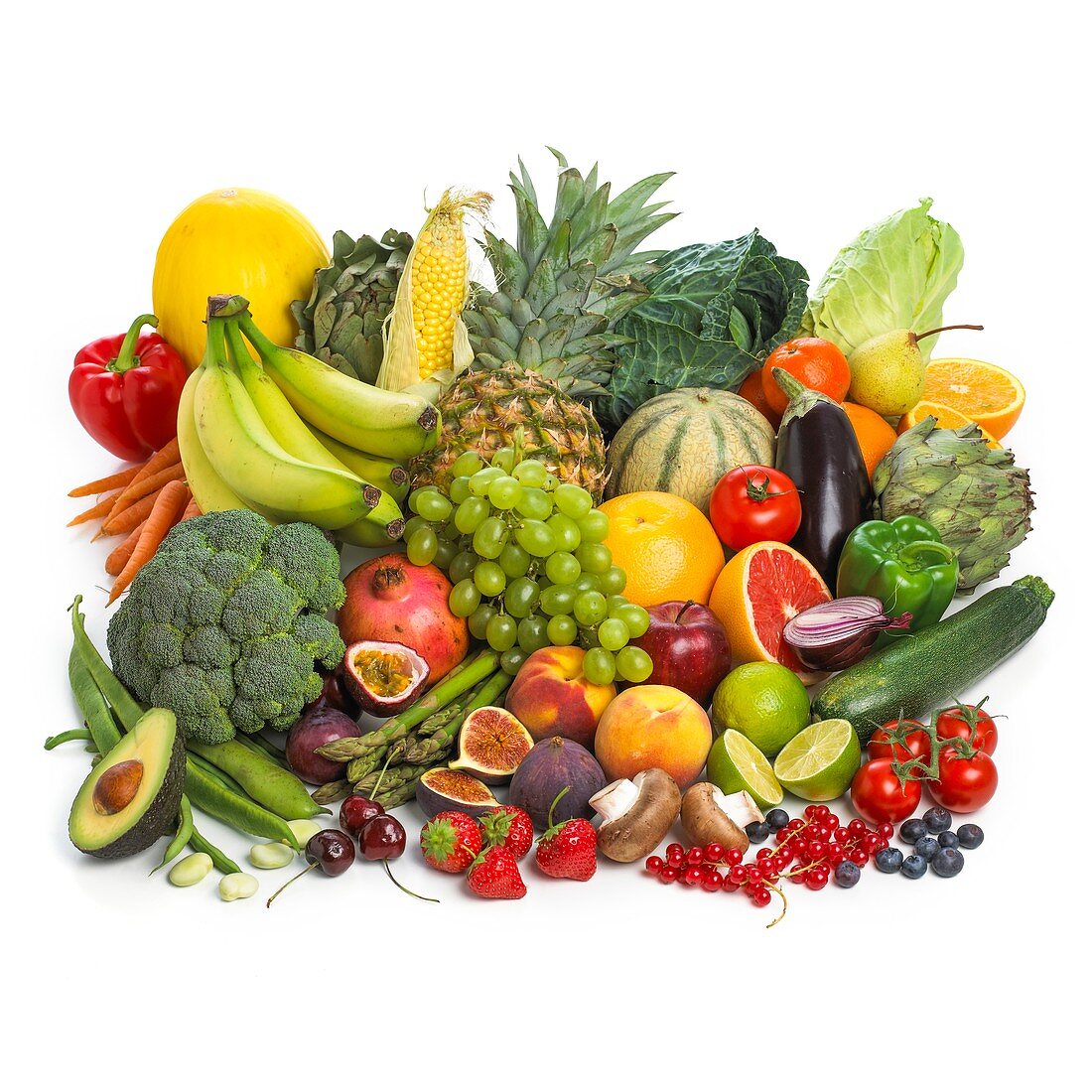 Selection of fresh fruit and vegetables