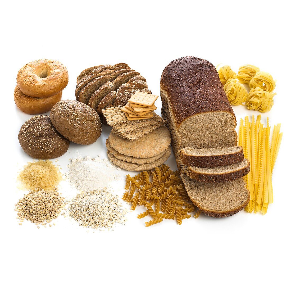 Selection of breads and pastas
