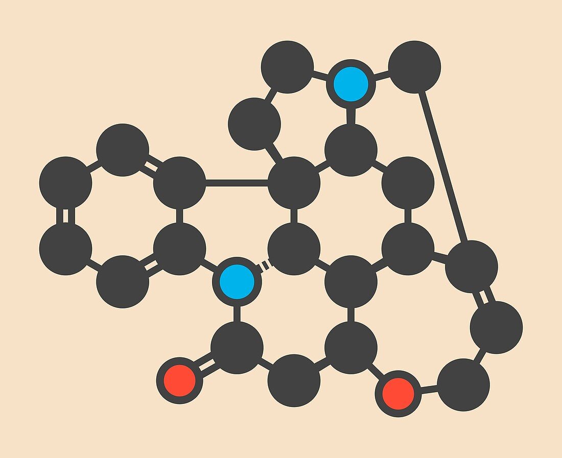 Strychnine poisonous alkaloid molecule