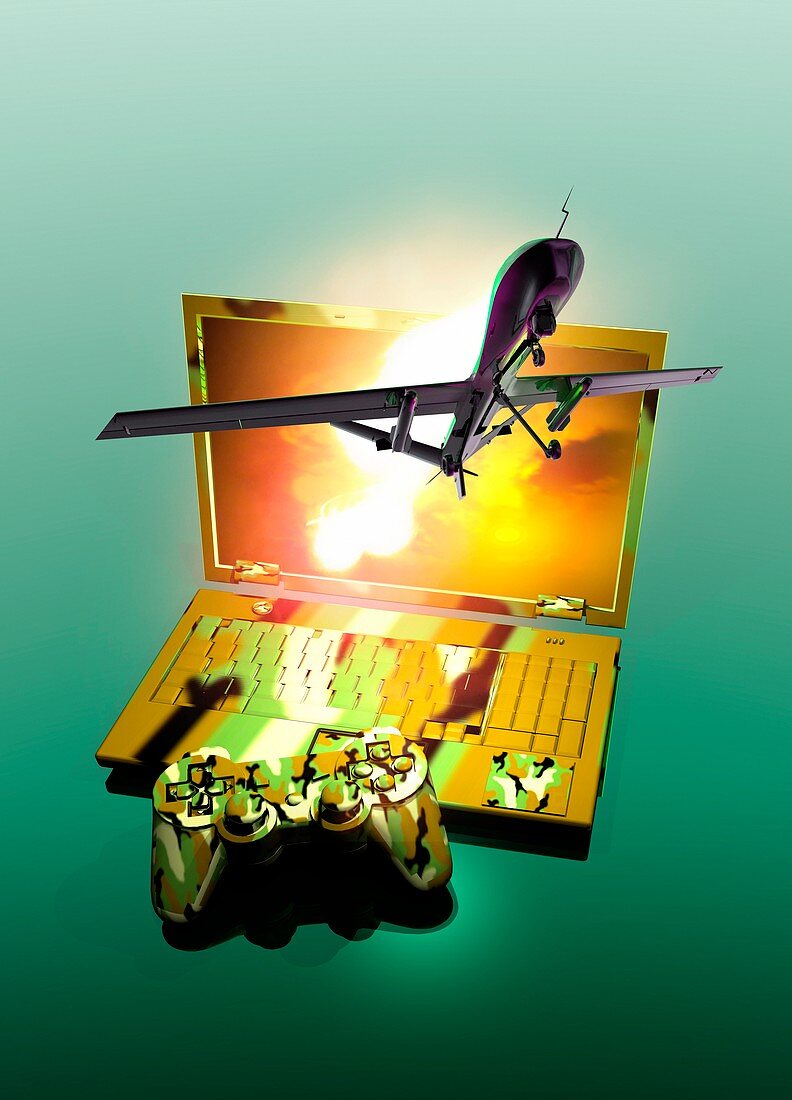 Drone and games console,illustration