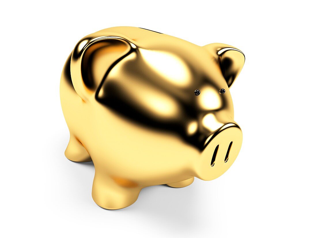 Gold piggy bank,Illustration