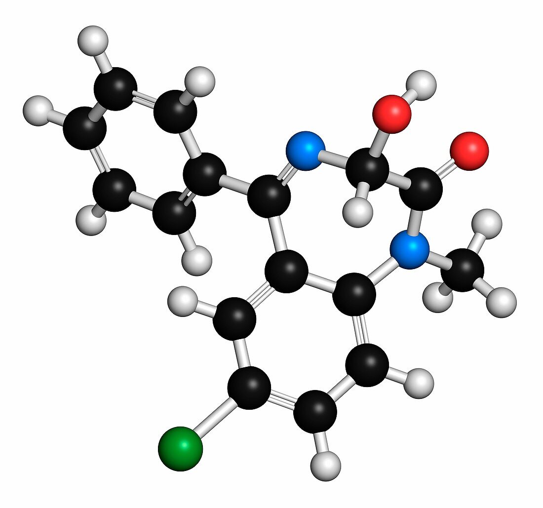 Temazepam benzodiazepine drug molecule