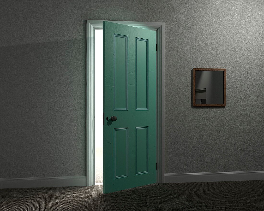 Lit doorway,illustration