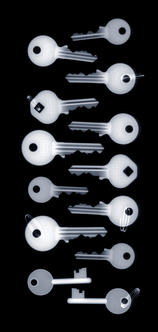 Assortment of keys,X-ray