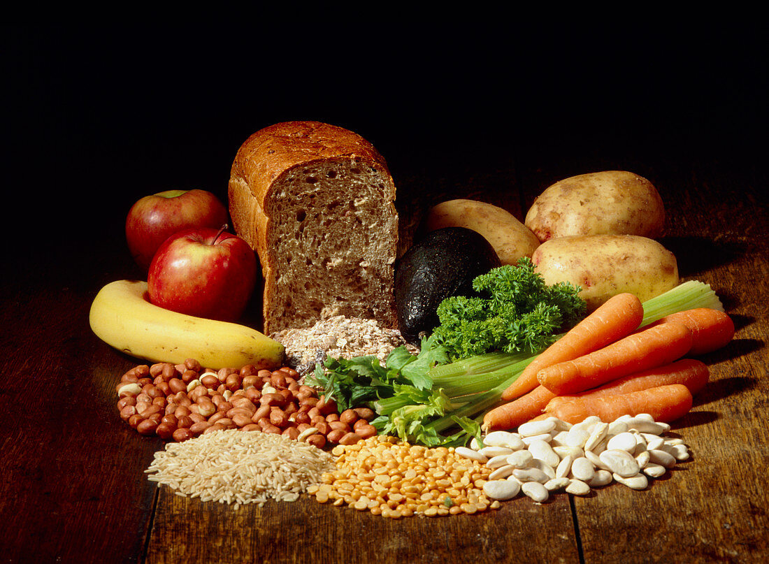 Collection of high fibre foods