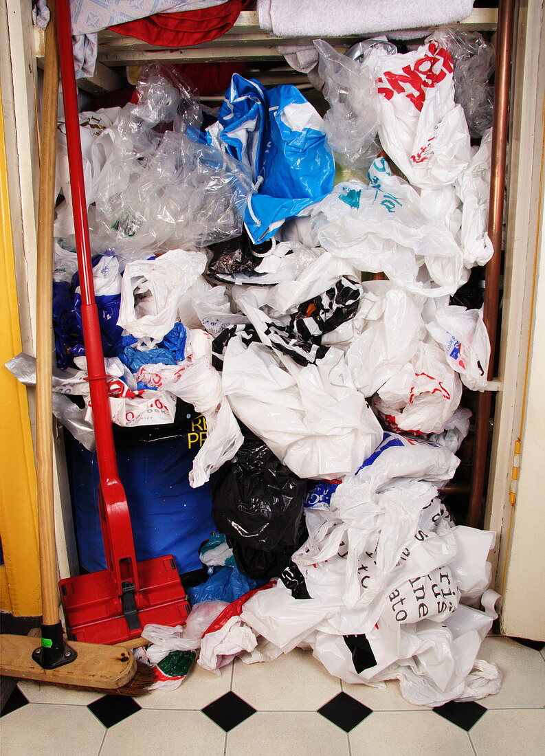 Plastic bags in cupboard