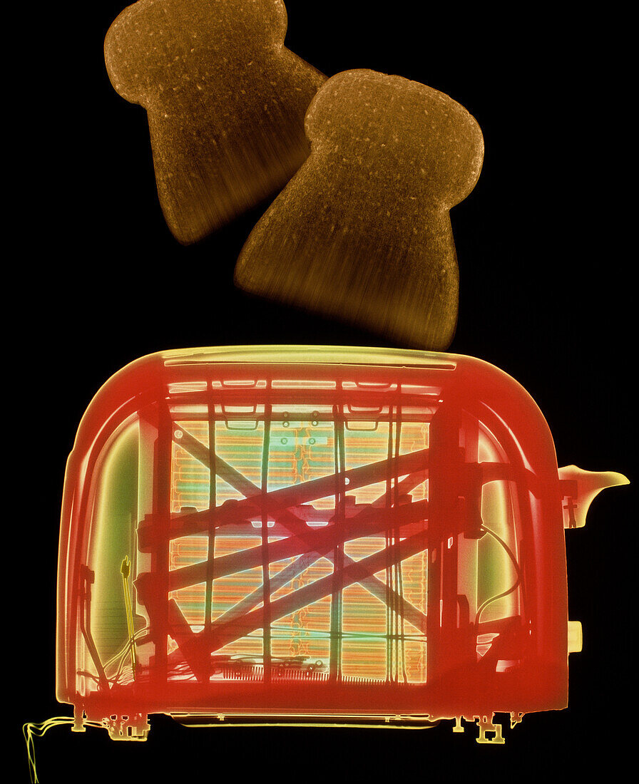 X-ray of toaster with toast