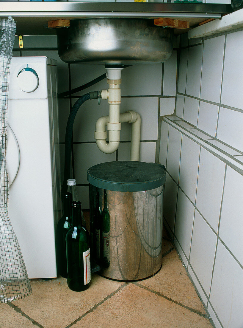 View beneath a kitchen sink