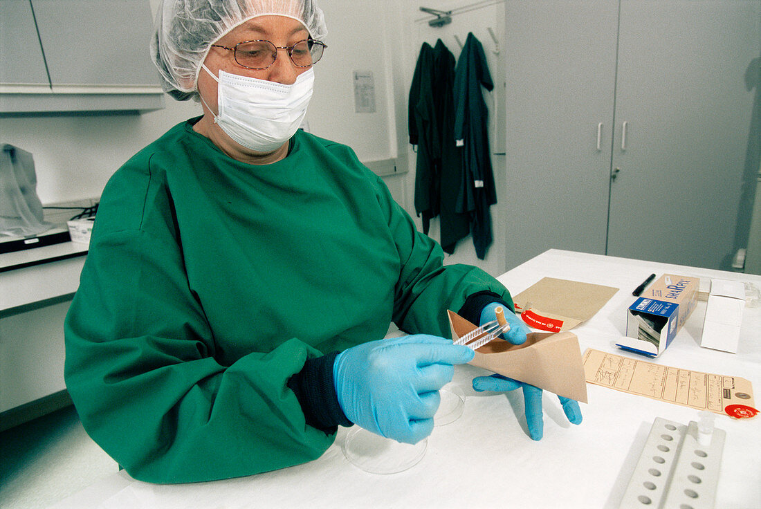 Opening forensic evidence in a lab