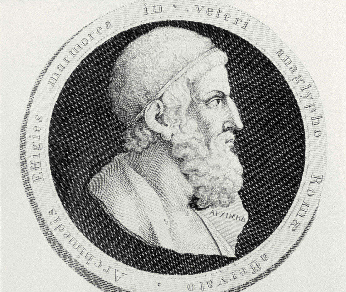 Engraving after bust of Archimedes