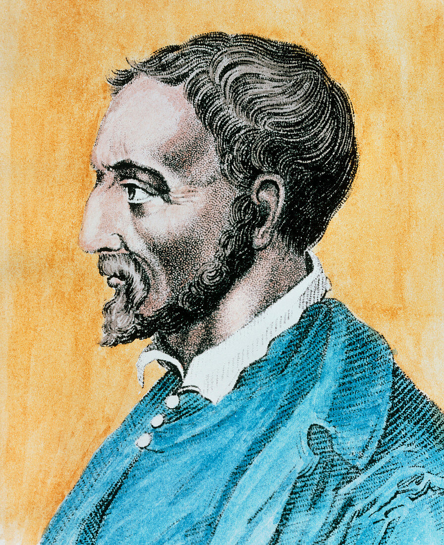 Coloured portrait of the Italian Girolamo Cardano