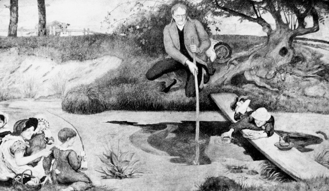 Artwork of John Dalton collecting marsh gas