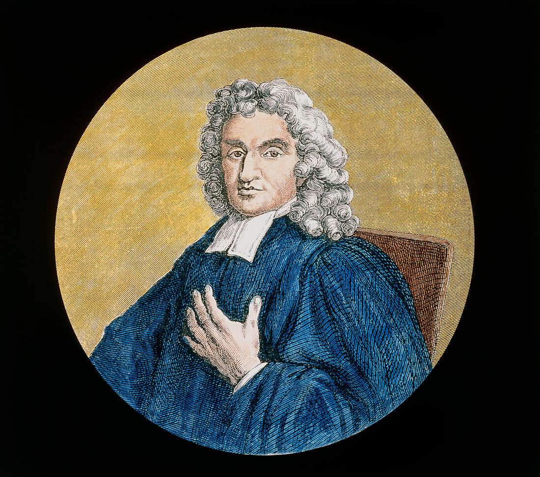 Coloured historical artwork of John Flamsteed