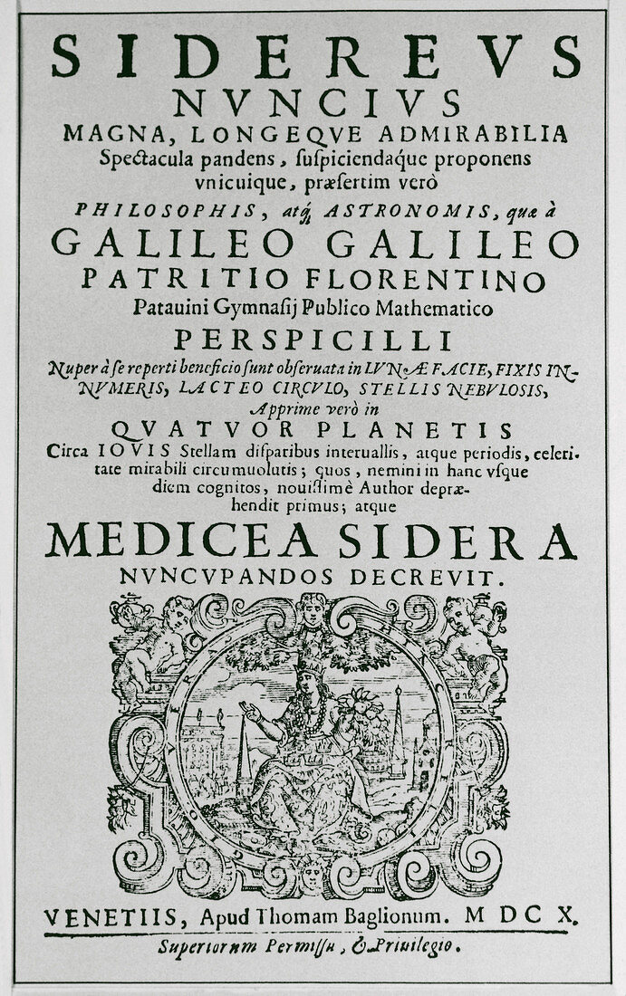 Title page of book by Galileo