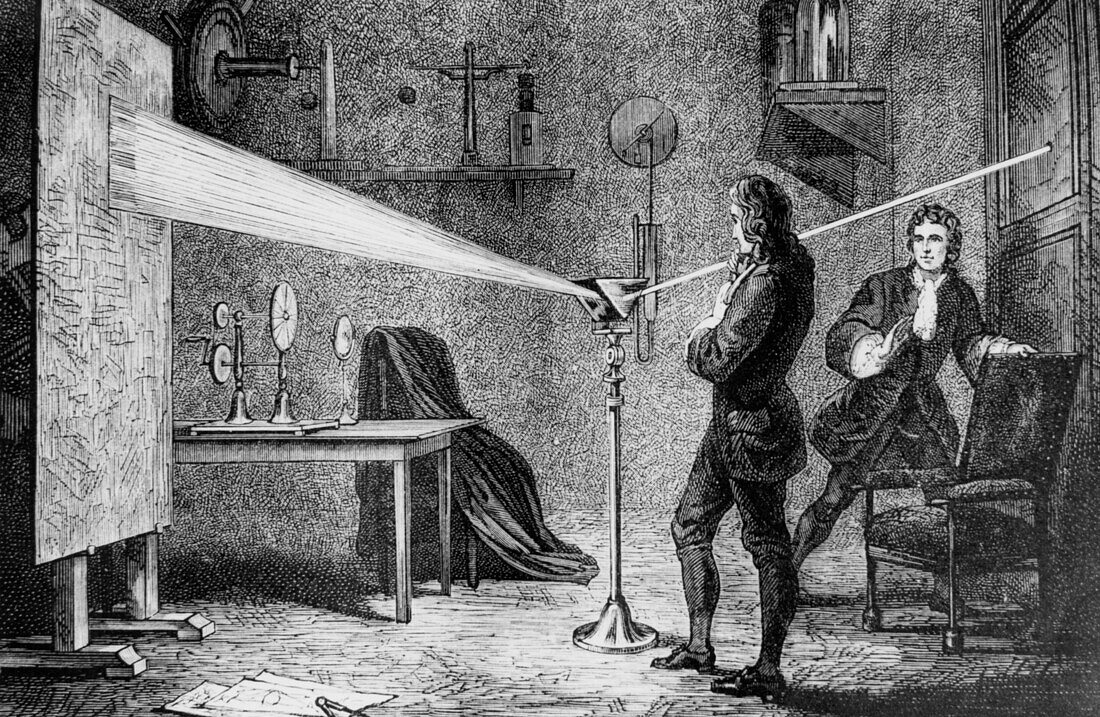 Isaac Newton and prism experiment