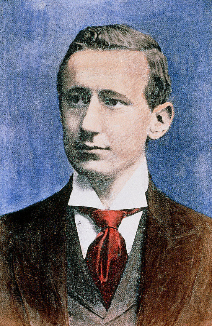 Coloured portrait of physicist Guglielmo Marconi