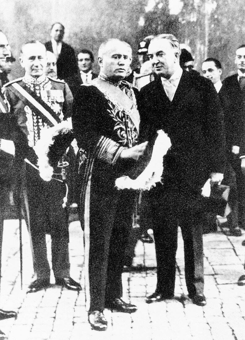 Marconi and Mussolini at Italian Royal Academy
