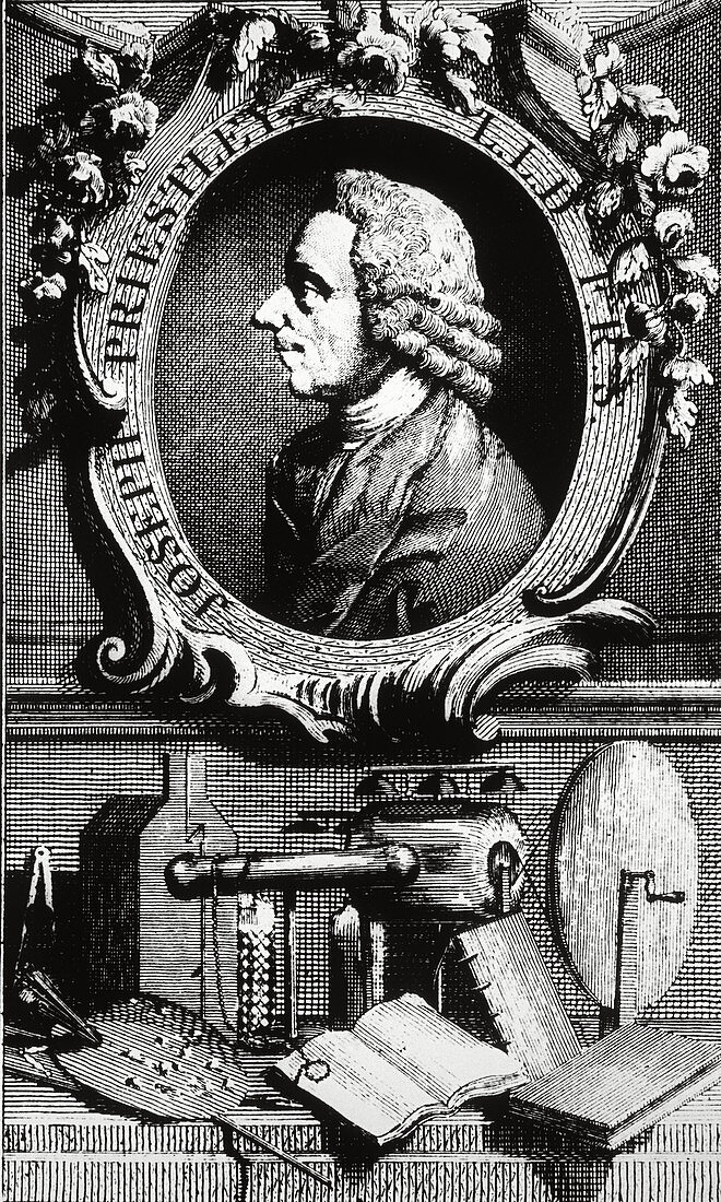 Portrait of Priestley & his equipment