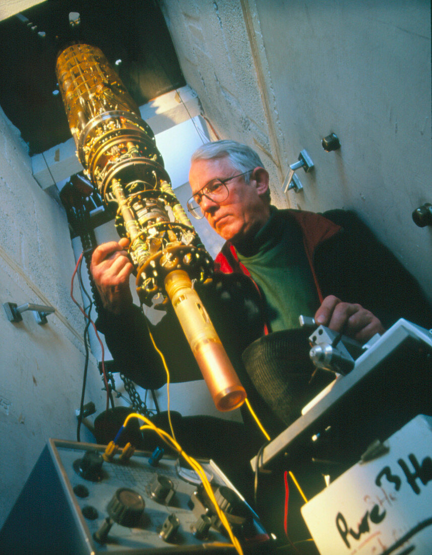 Professor George Pickett with his cryostat