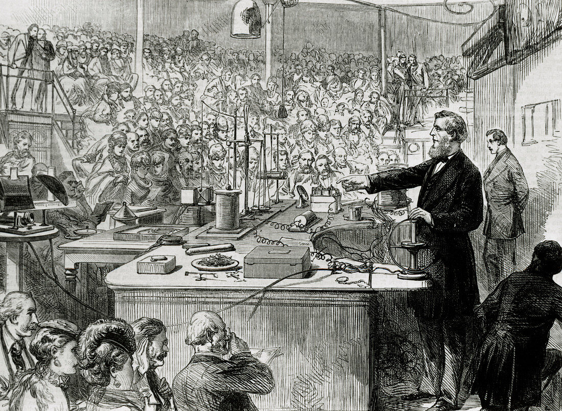 John Tyndall,Irish physicist,giving a lecture
