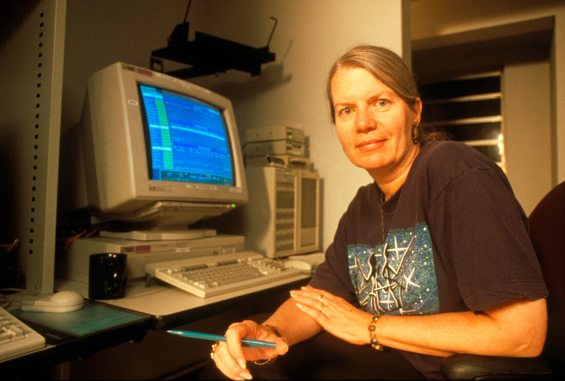 View of Jill Tarter,American astronomer,at work