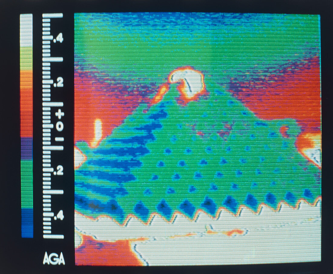 Thermogram of pyramid-shaped leisure centre