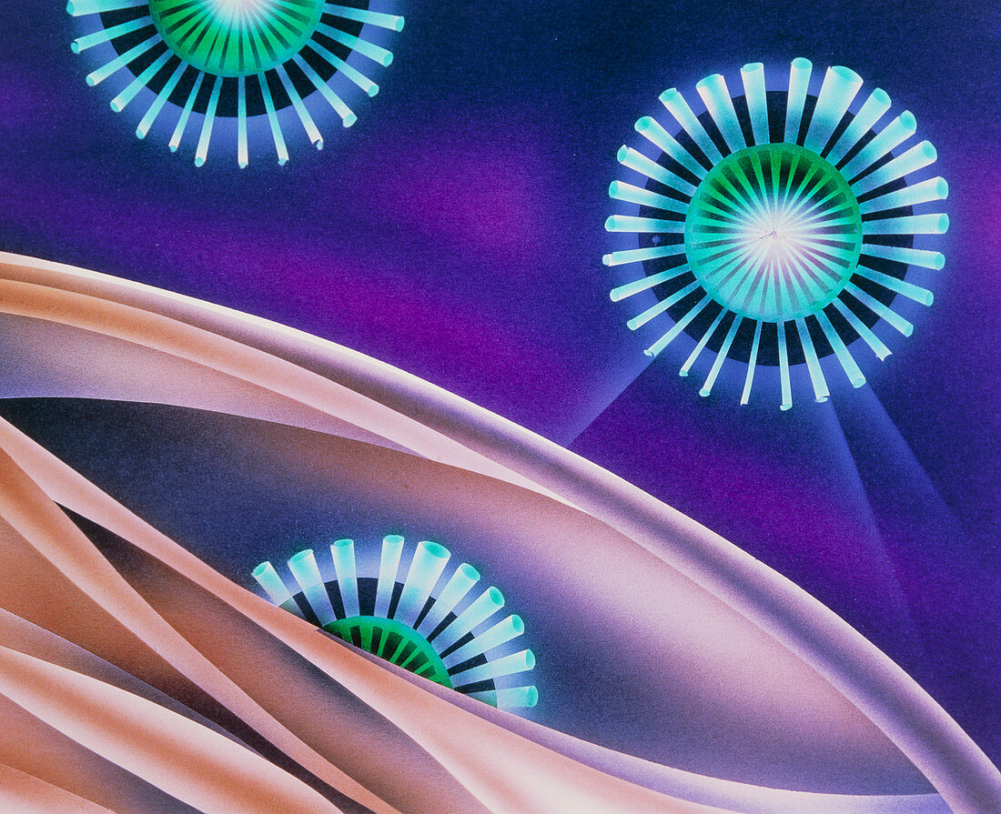 Artwork of virus-like organisms known as prions