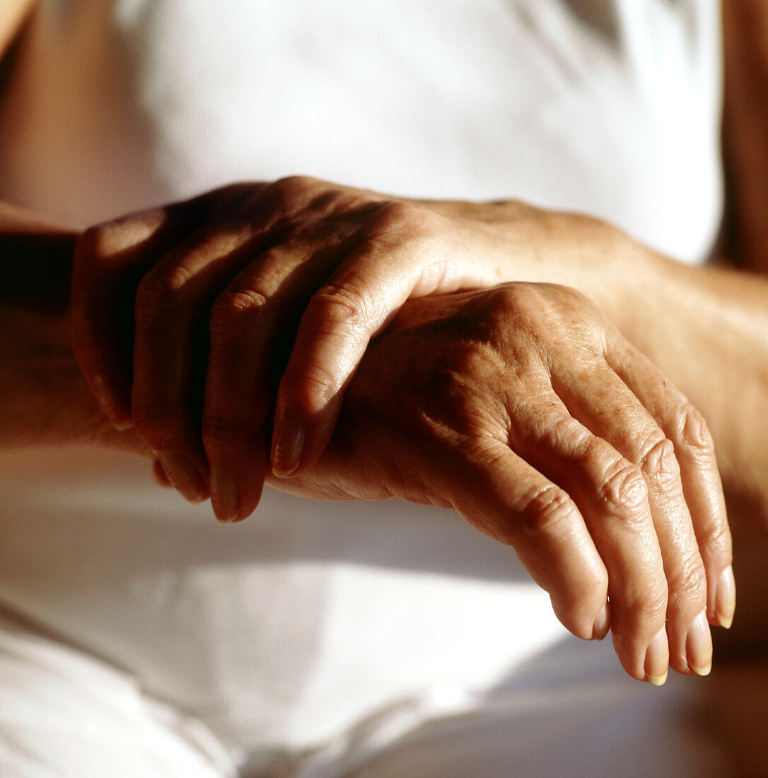 Elderly woman with osteoarthritis