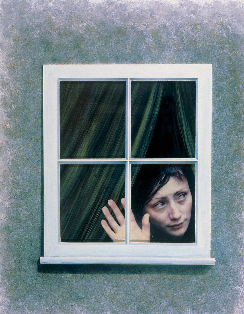 Artist's depiction of an agoraphobic woman
