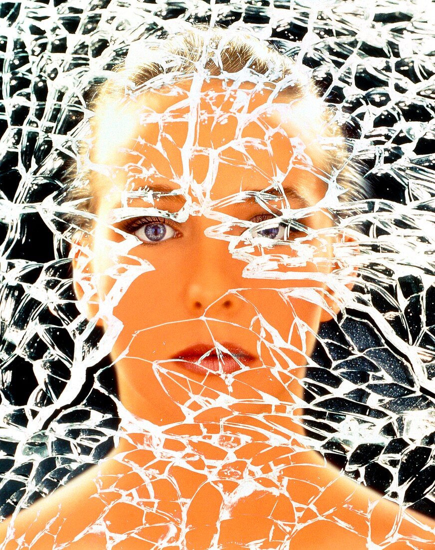 Abstract image of woman with shattered personality