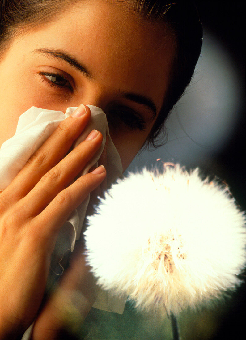 Teenage girl suffering from a plant allergy