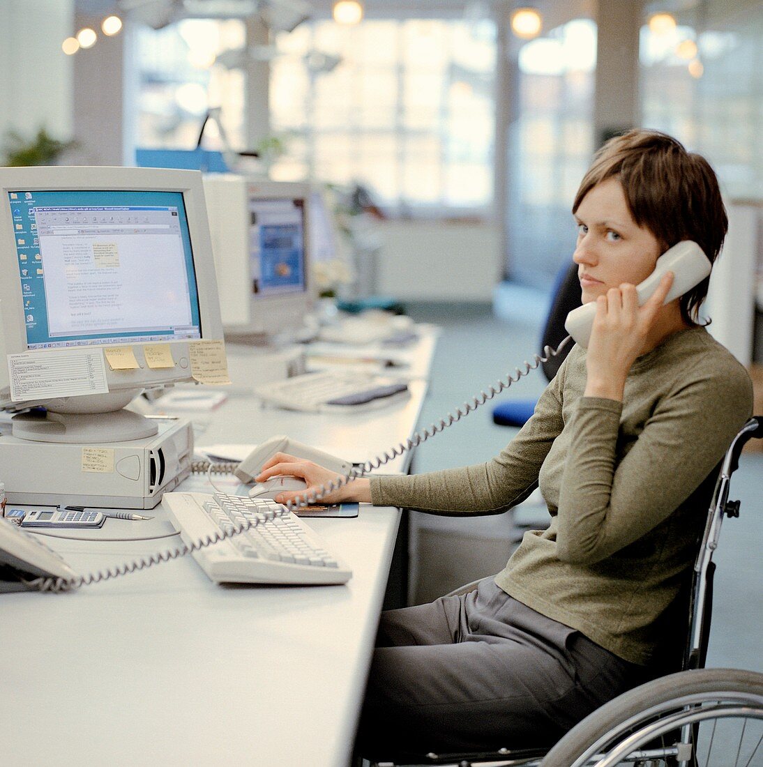 Disabled woman at work