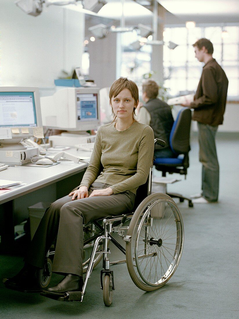 Disabled woman at work