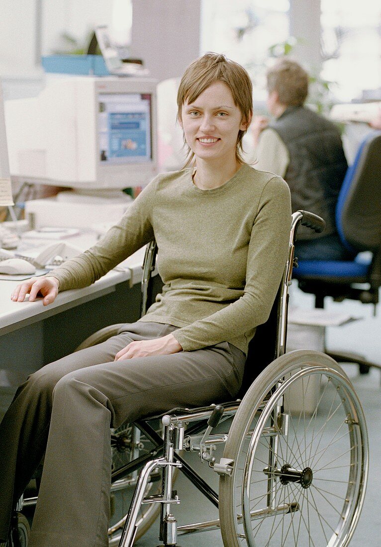 Disabled woman at work