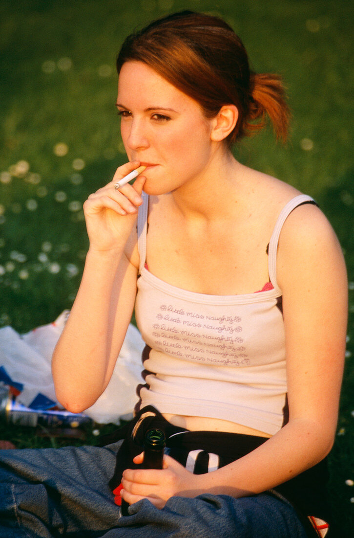 Teenage girl smoking